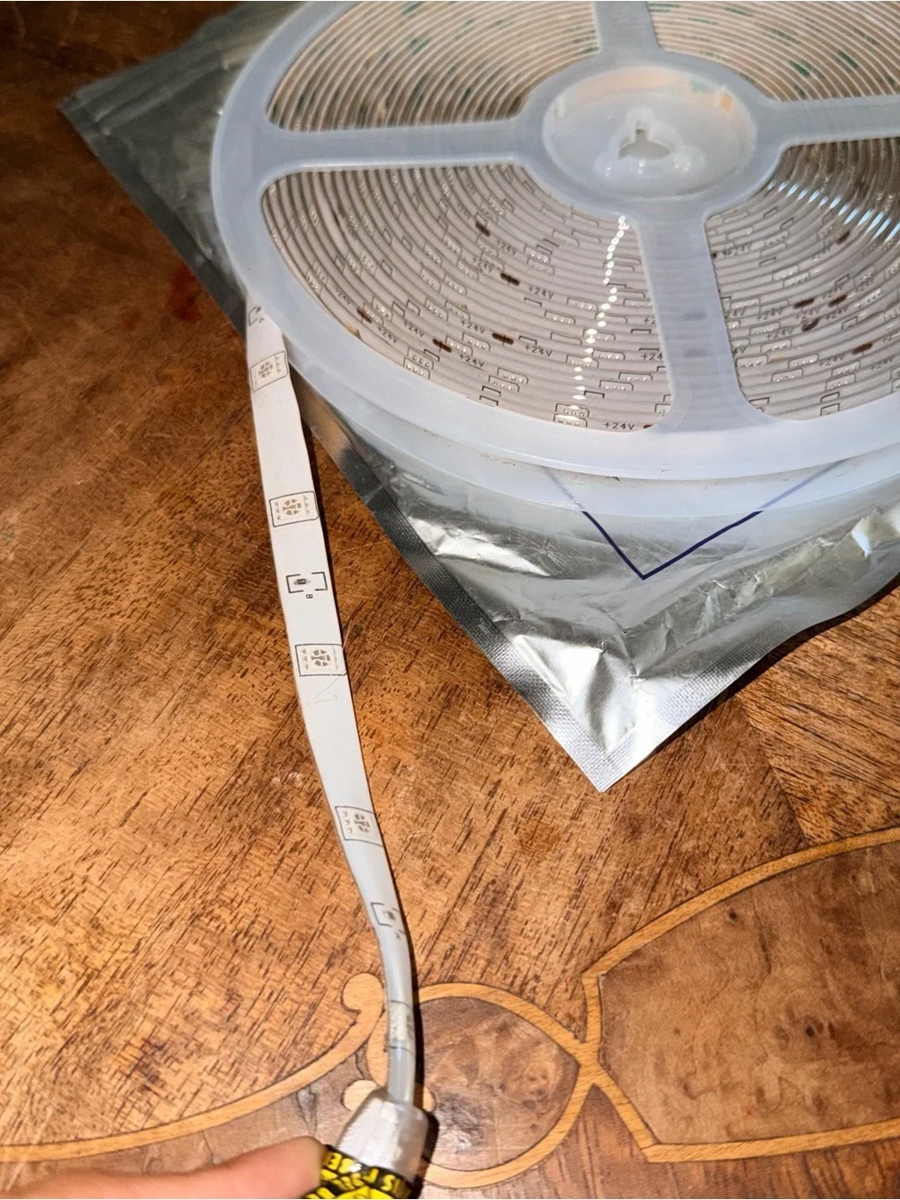 24V LED Light Strip Reel Roll White w/ Power Connector, White Cord